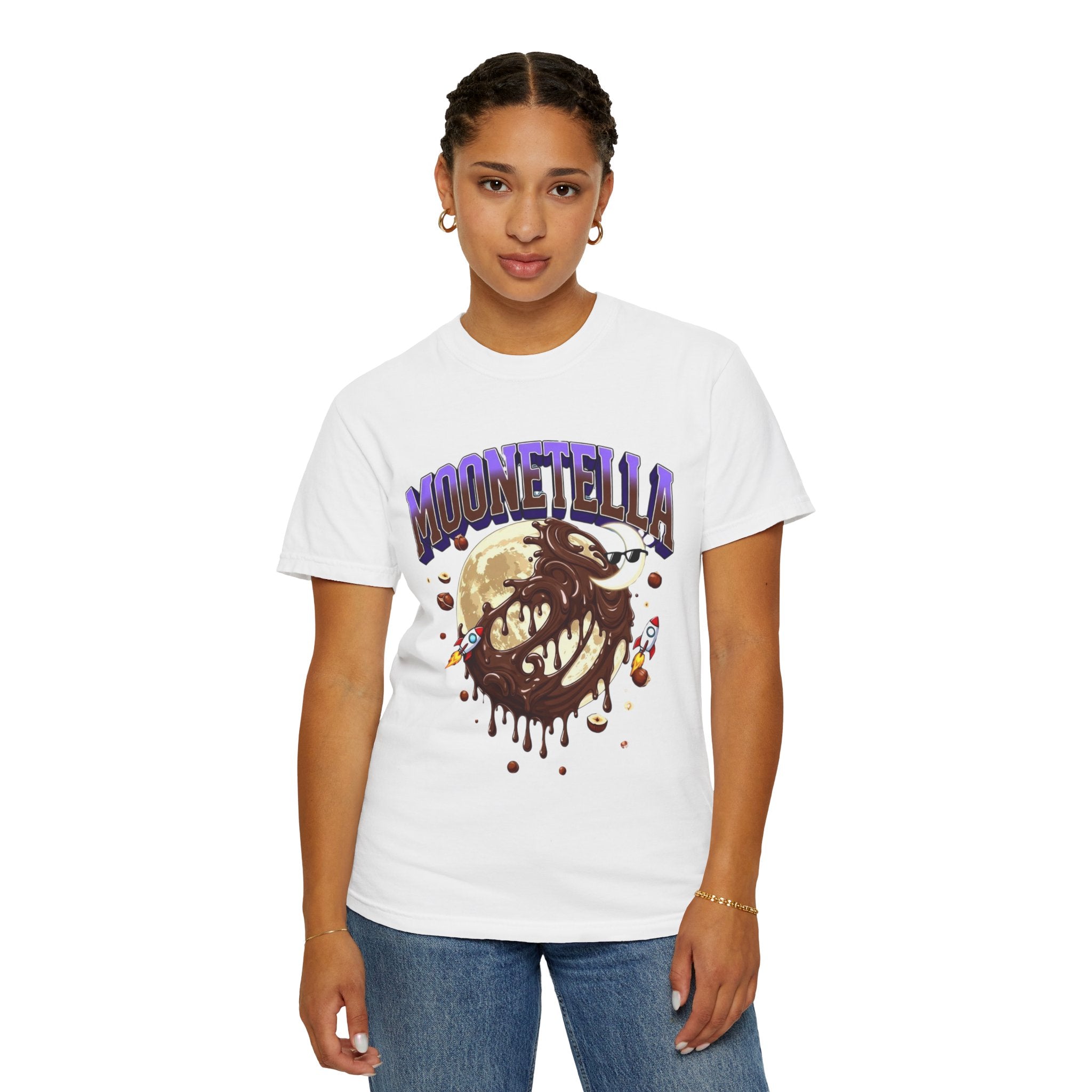 Moonetella T-Shirt — Retro Space Chocolate Moon Graphic Tee (Artemis II Mission Tribute)