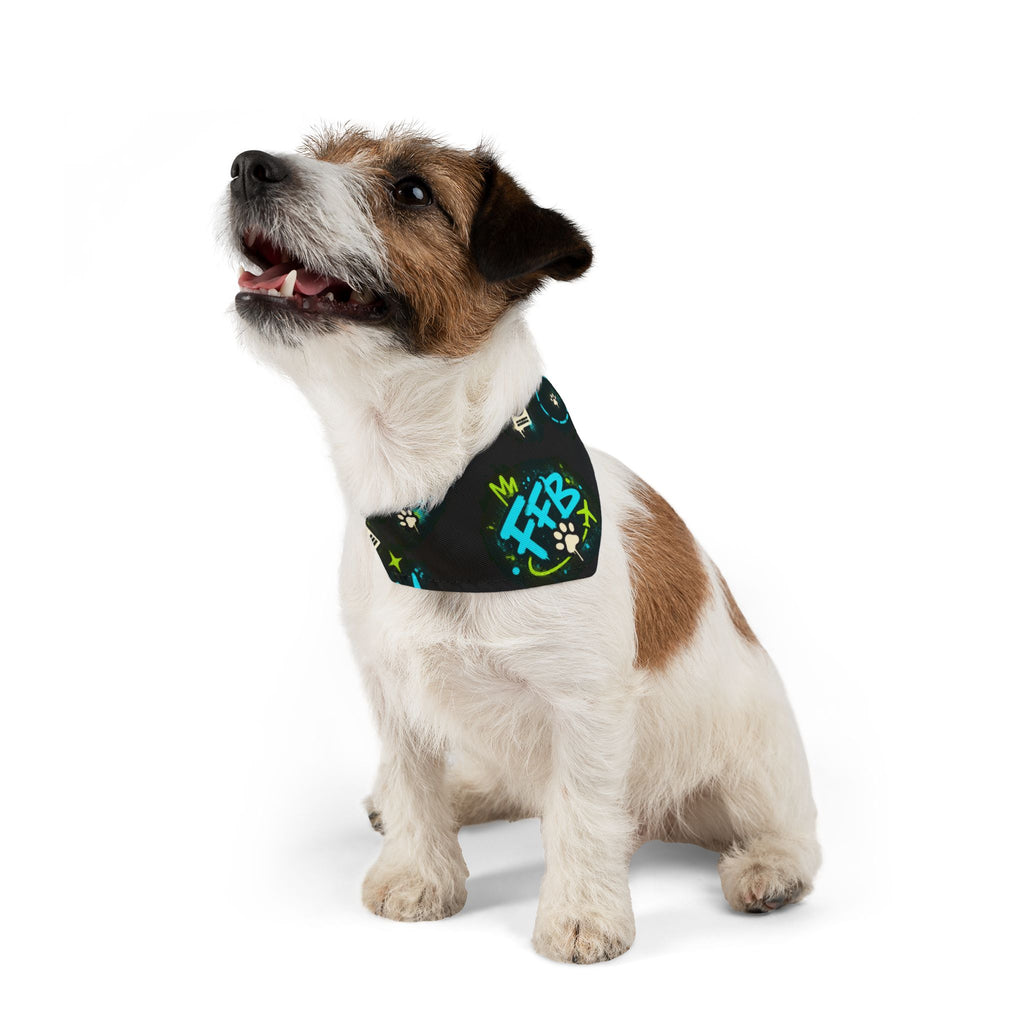 Graffiti FFB Dog Bandana Collar – Neon Paw Print