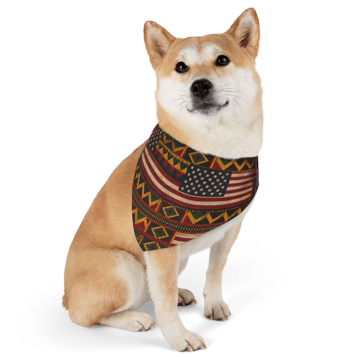 Geometric Kente Inspired and USA Print Pet Bandana Collar