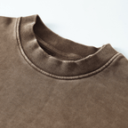 Washed Raw-Edge Cropped Crew Neck Sweatshirt