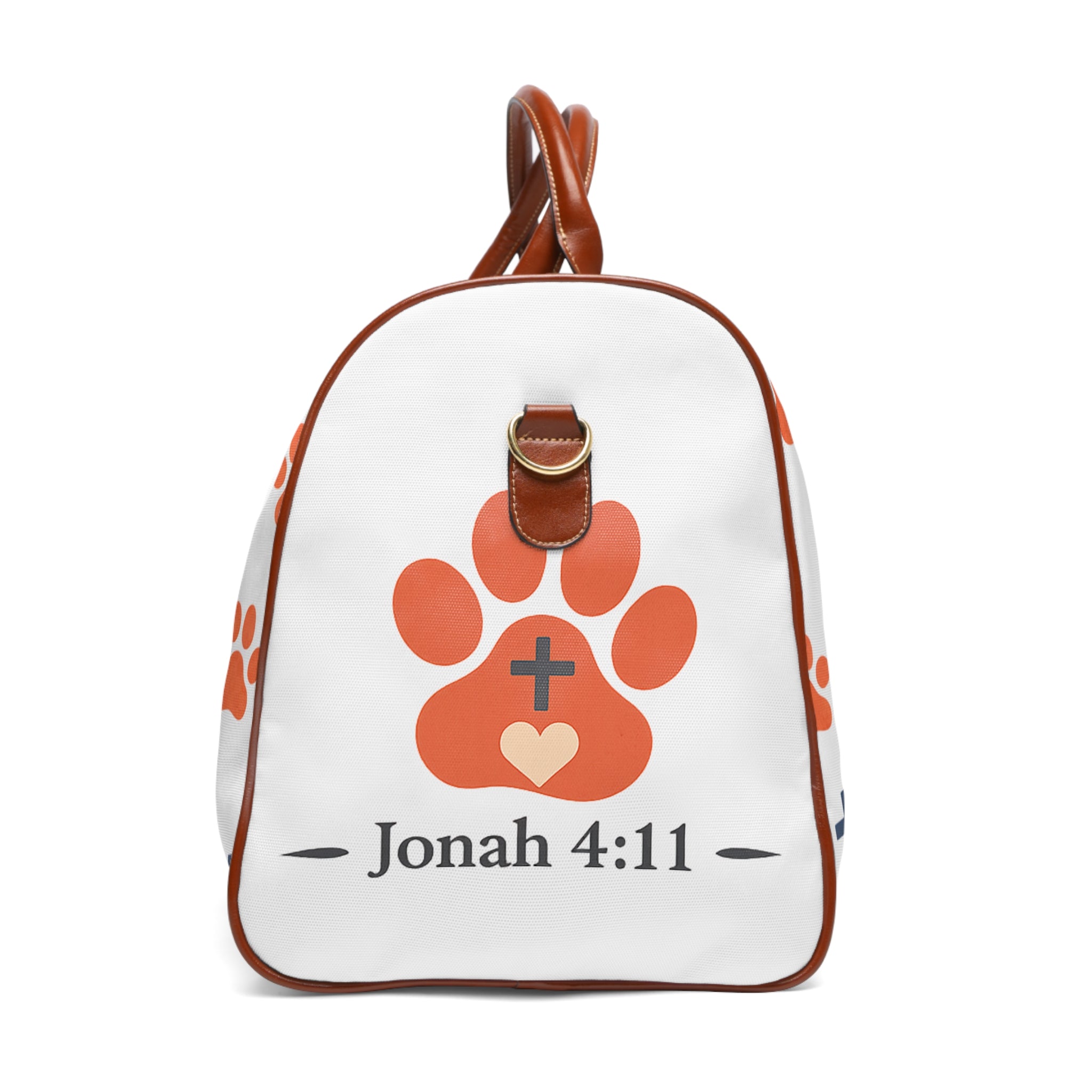 Waterproof Travel Bag — Paw Print & Floral Weekender Duffel
