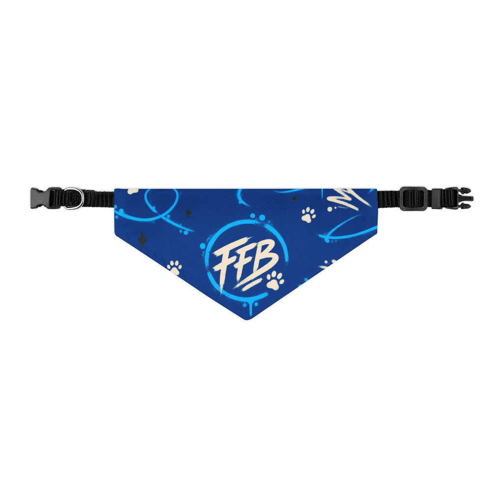 Bandana Collar — Blue Paw Print Pattern with "FFB" Logo