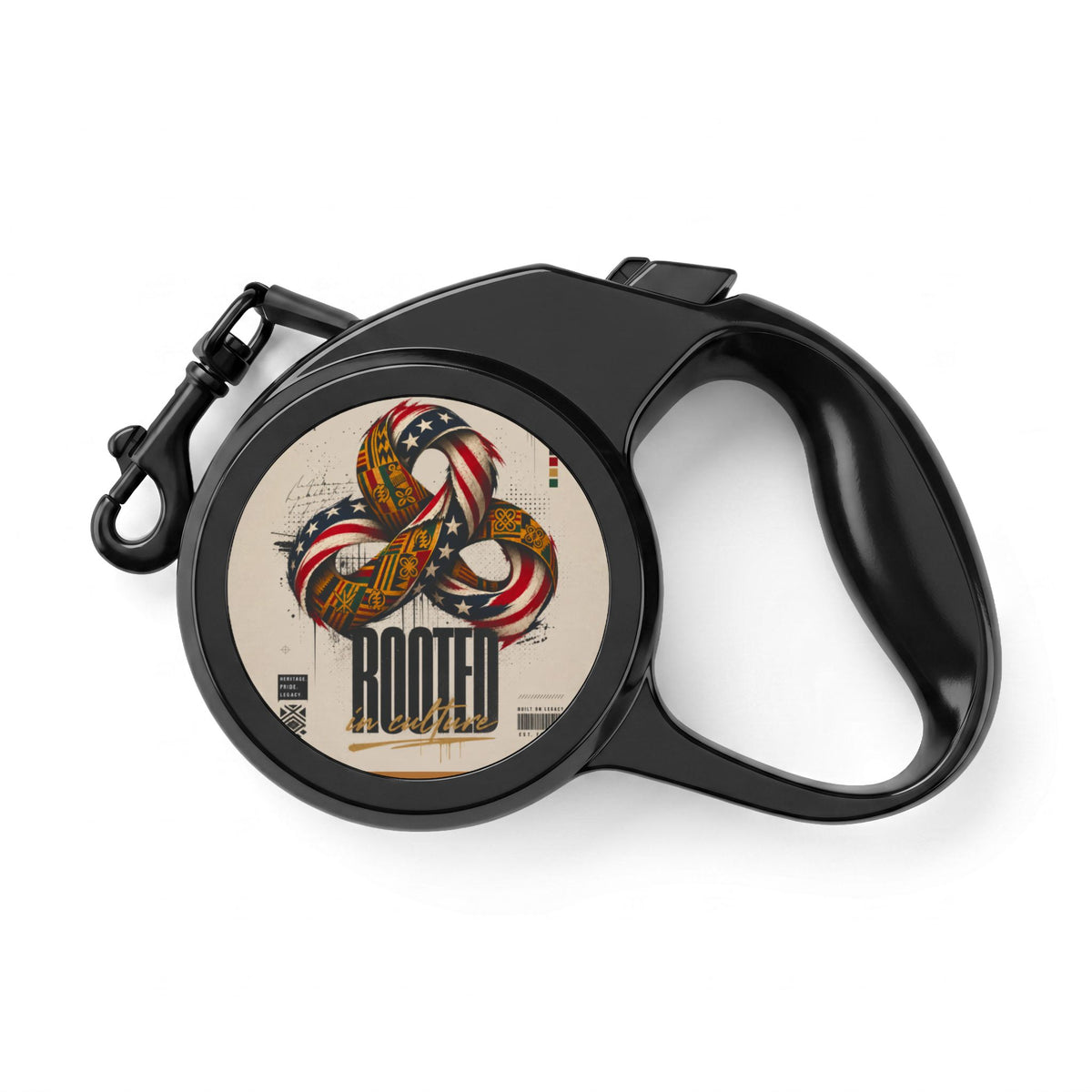 Retractable Dog Leash — Tribal Kente Inspired , USA Flag Pattern, Durable Hands-Free Pet Lead
