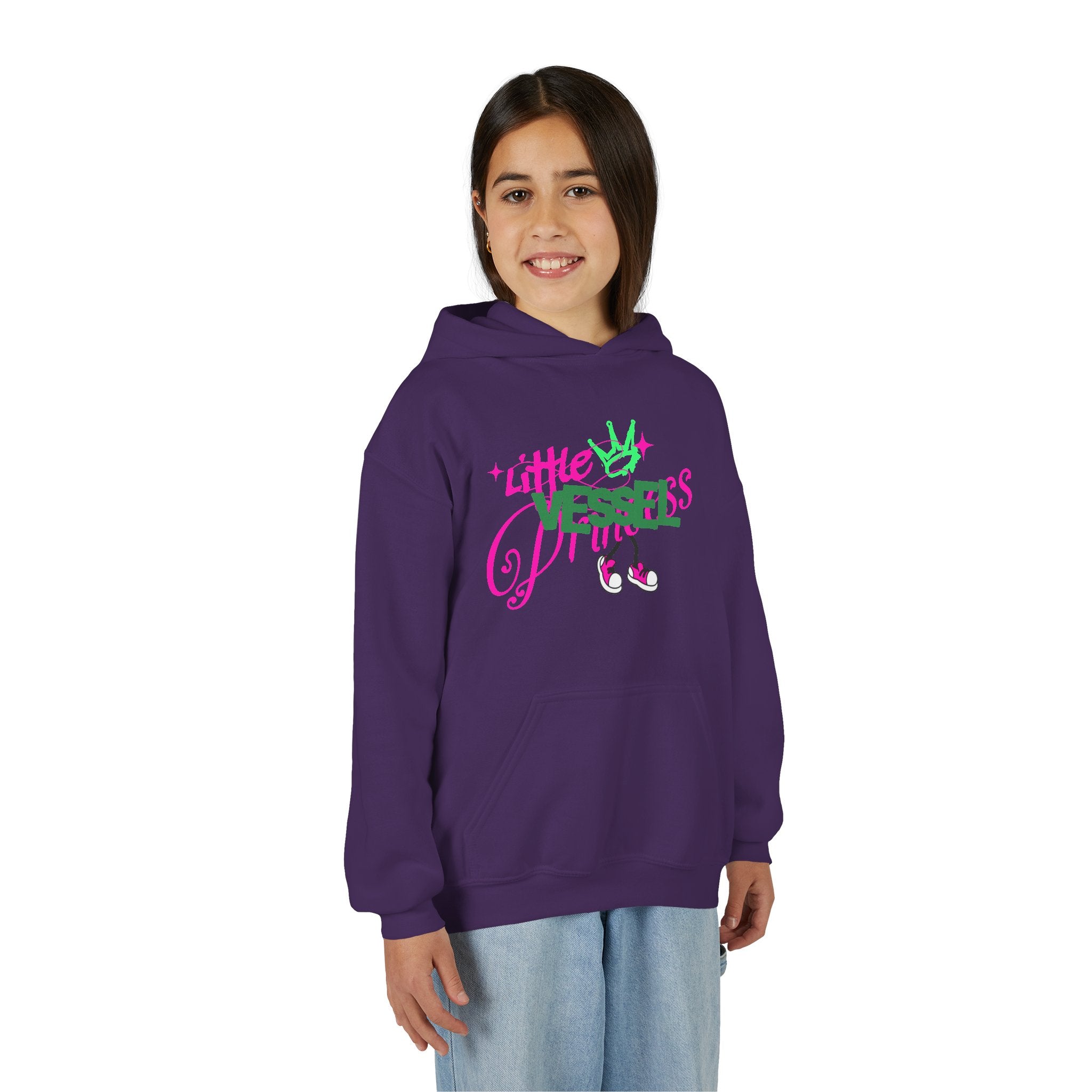 Youth Hoodie — “Little Vessels” Princess Christian Kids Sweatshirt (Mark 9:23, All Things Possible)