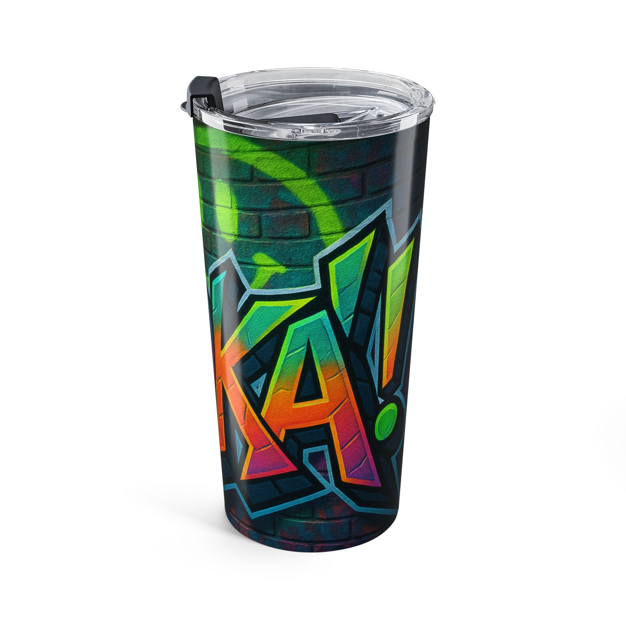 Hey Mooka!, Vibrant Graffiti Tumbler | Colorful 20oz Travel Mug, Hipster Drinkware, Urban Style, Gift for Street Art Lovers, Cool Home Decor