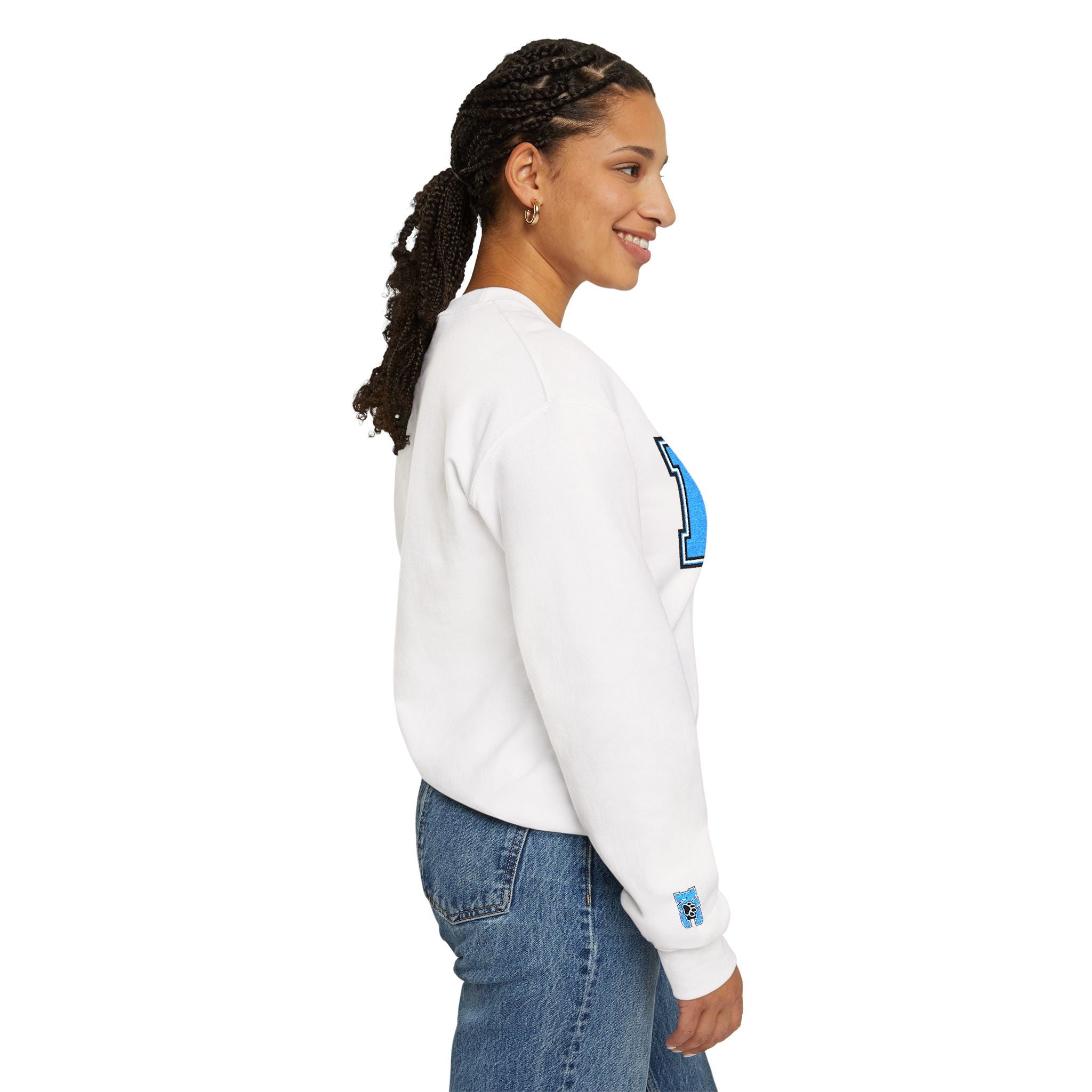 NC Paw Letterman Crewneck Sweatshirt —North Carolina Vintage School Spirit