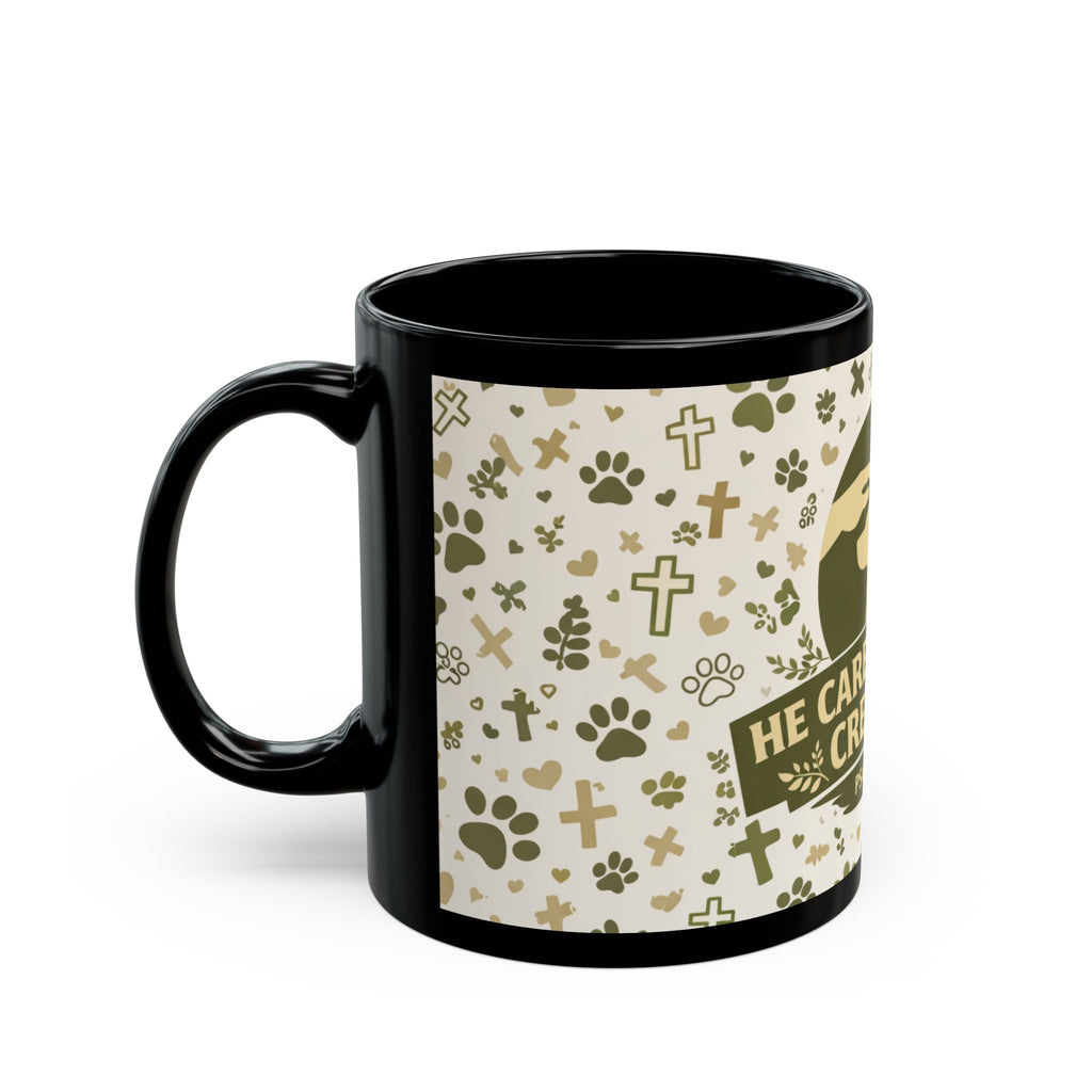 He Cares For All Creation Mug — Psalm 36:6 Christian Animal Lover Coffee Cup