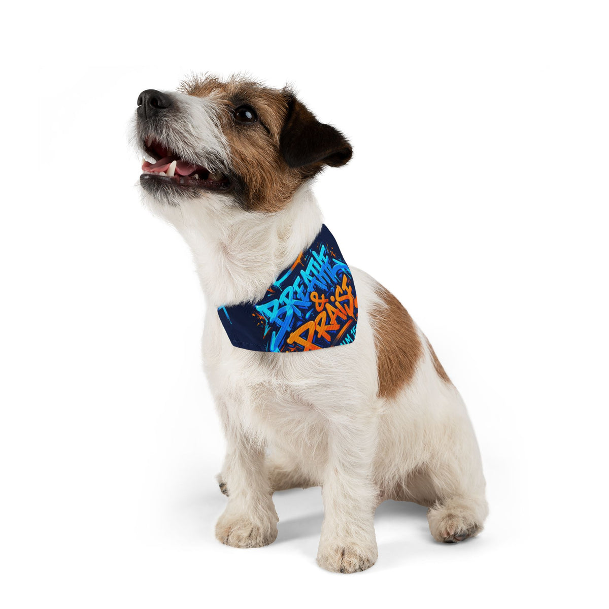 Pet Bandana — “Breathe & Praise” Blue Soundwave Collar Bandana