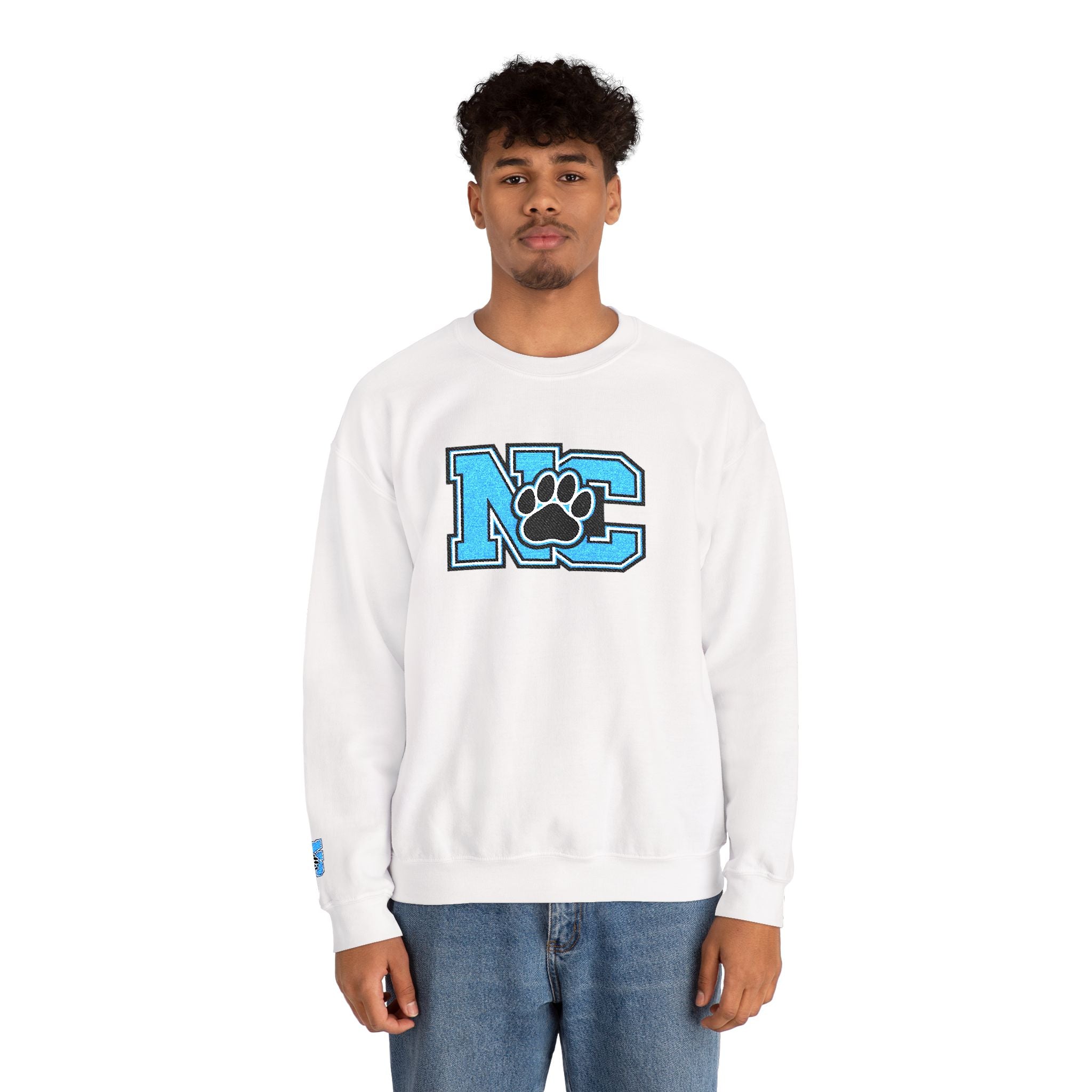 NC Paw Letterman Crewneck Sweatshirt —North Carolina Vintage School Spirit
