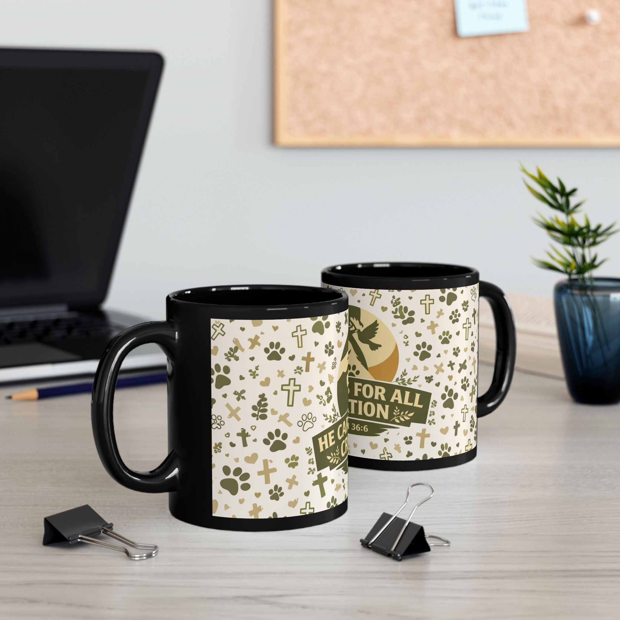 He Cares For All Creation Mug — Psalm 36:6 Christian Animal Lover Coffee Cup