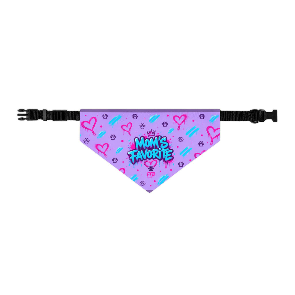 Mom's Favorite Pet Bandana Collar — Pink/Purple Hearts Dog & Cat Accessory