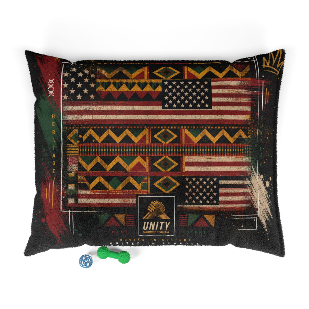 Tribal Stars Pet Bed — Colorful Geometric Afrocentric Dog & Cat Cushion