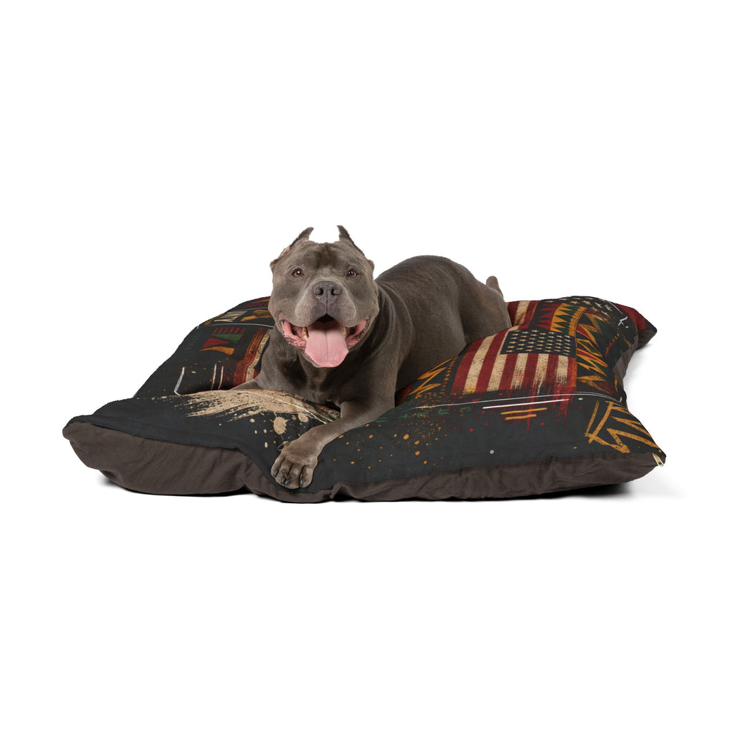 Tribal Stars Pet Bed — Colorful Geometric Afrocentric Dog & Cat Cushion