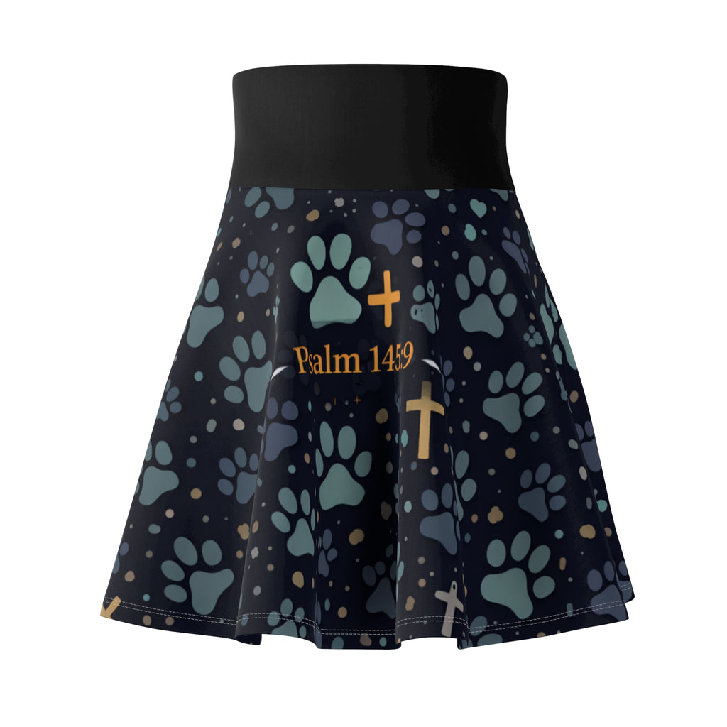 Faith Paw Prints Women's Skater Skirt — 'paw prints and faith' AOP