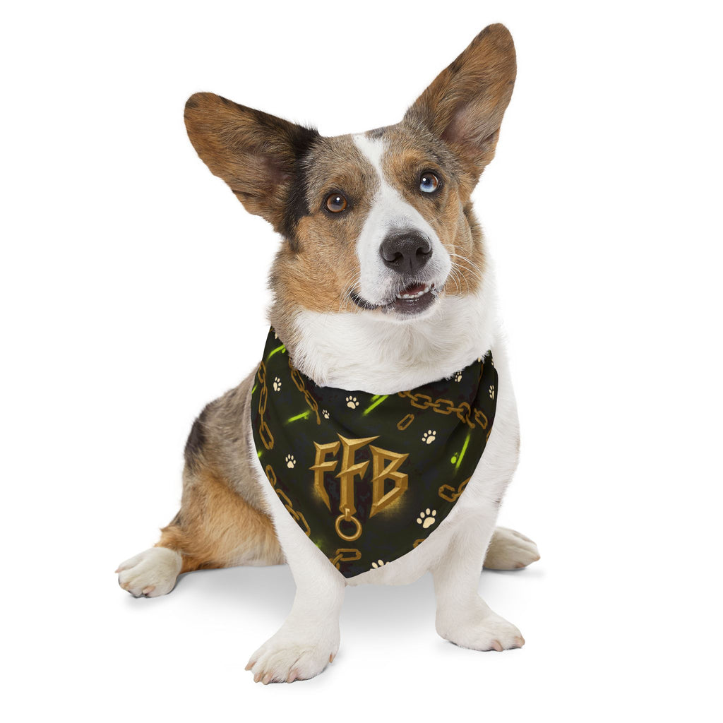 Gold Chain 'FTB' Pet Bandana Collar – Luxury Collar Accessory for Dogs & Cats