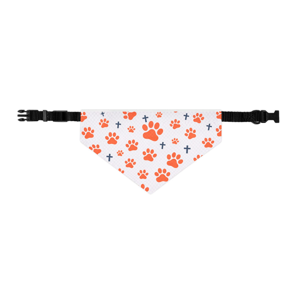 Orange Paw Print Pet Bandana Collar – Cute Dog & Cat Accessory, Matching Human Apparel Available