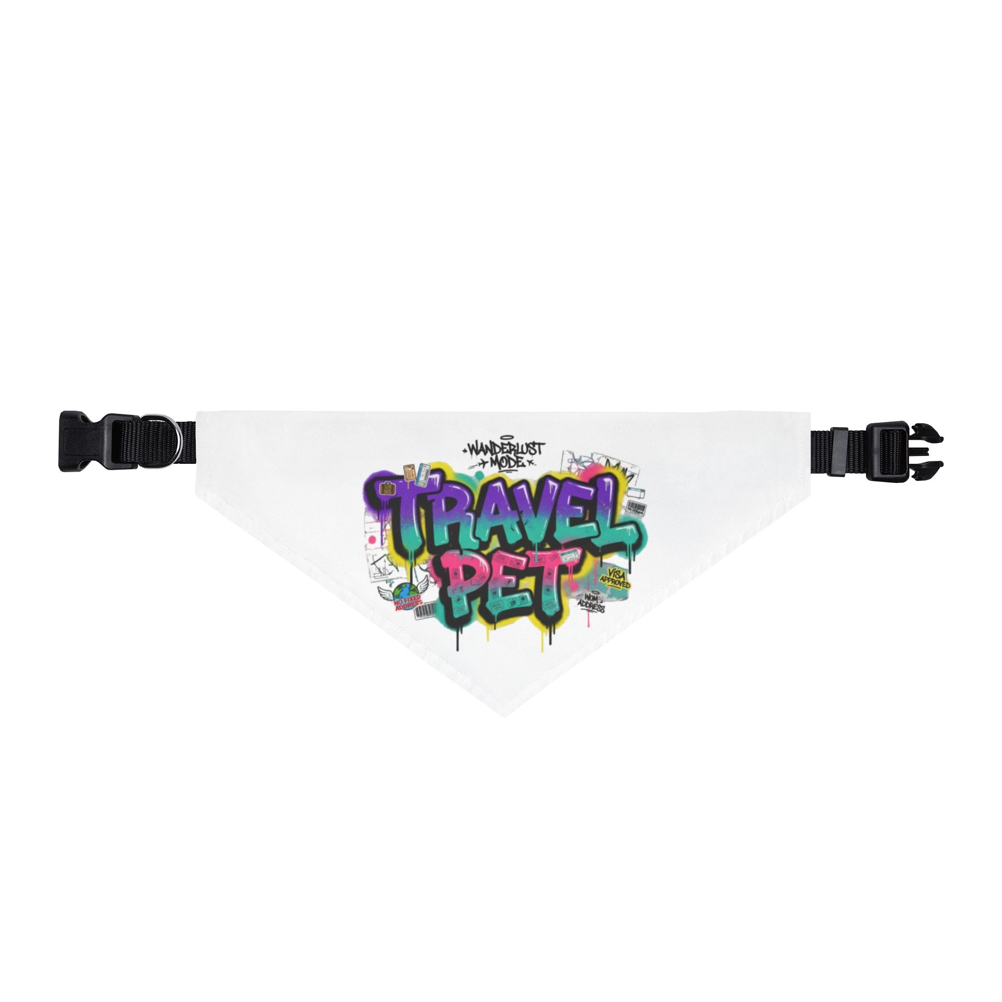 Travel Pet Clip-On Bandana – Colorful Graffiti Dog & Cat Accessory matchingt
