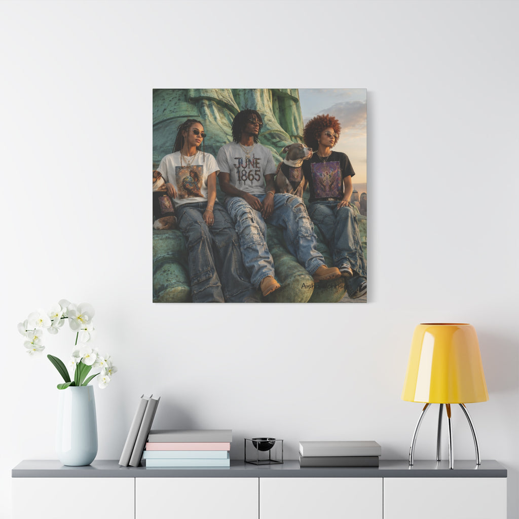 Retro Juneteenth Urban Portrait Matte Canvas Print — Stretched Wall Art