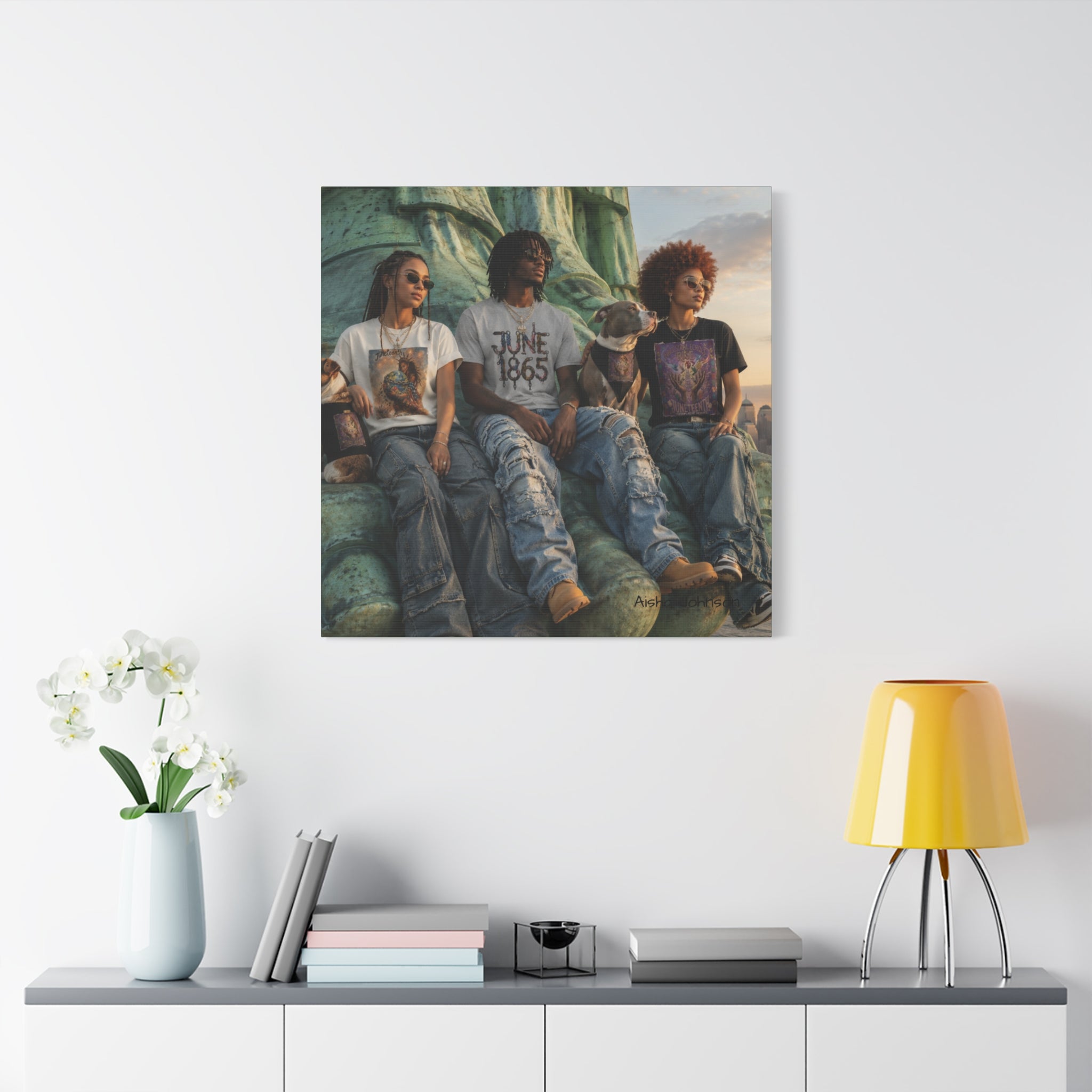Retro Juneteenth Urban Portrait Matte Canvas Print — Stretched Wall Art