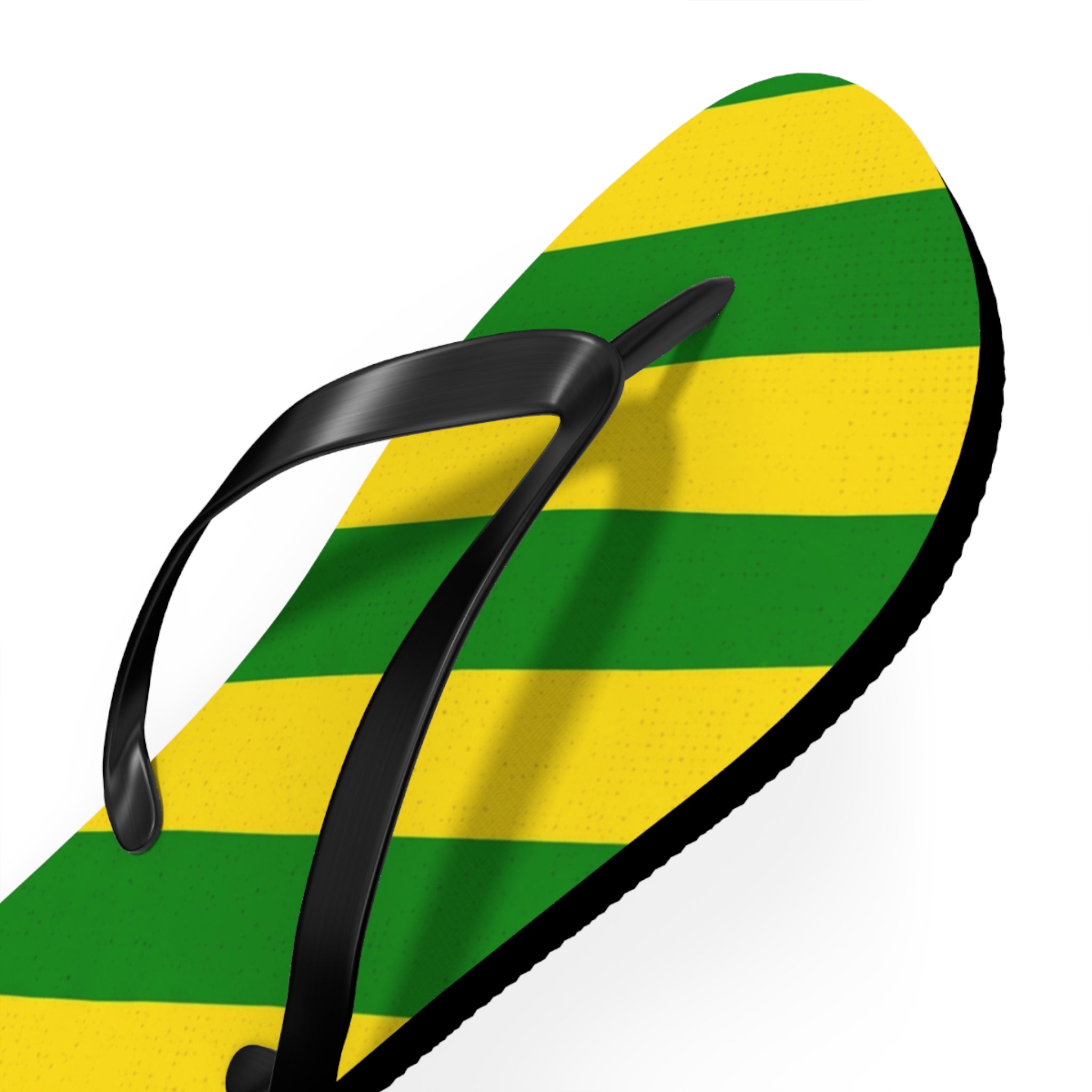 Jamaican Stripe Flip Flops – Green, Yellow & Black Beach Sandals