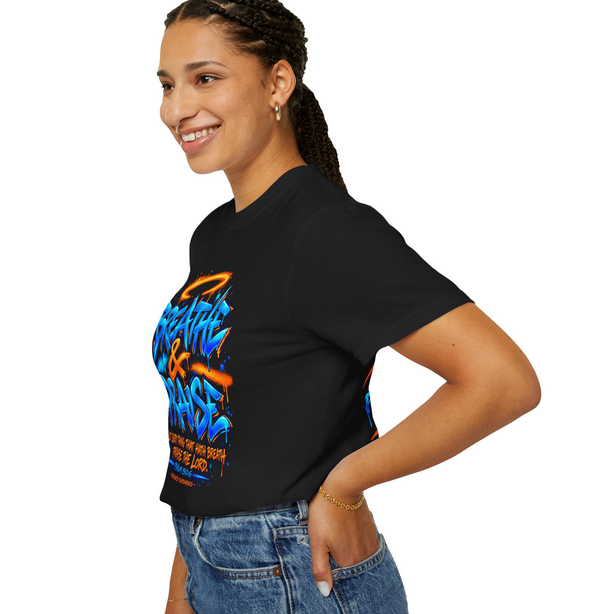 Breathe & Praise T-Shirt — Psalm 150:6 Graffiti Christian Tee