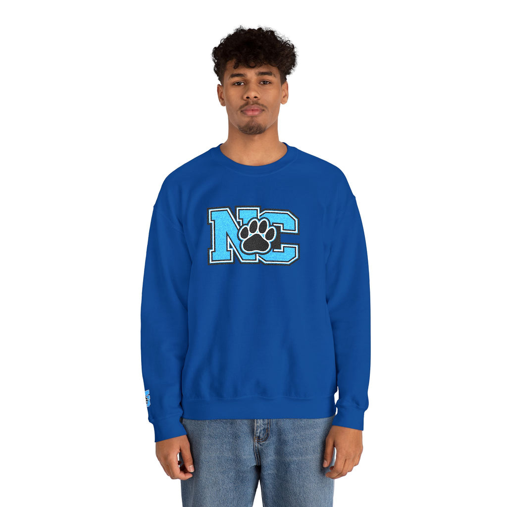 NC Paw Letterman Crewneck Sweatshirt —North Carolina Vintage School Spirit