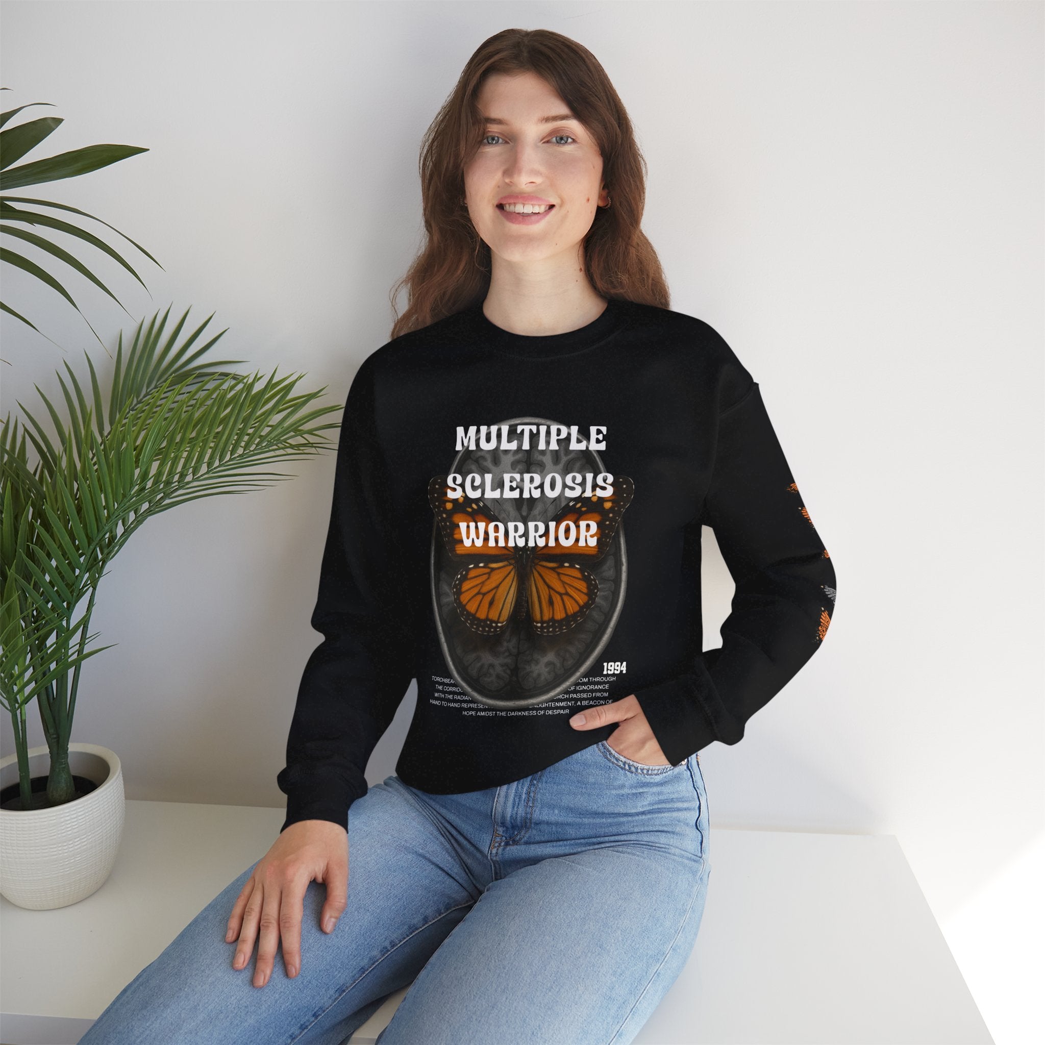 Orange Butterflies Multiple Sclerosis Awareness Sweatshirt