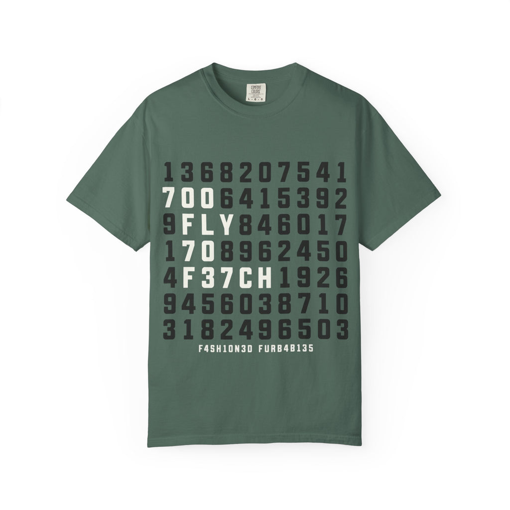 Numbers Graphic Tee — Blue Retro Code Design