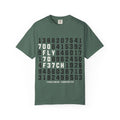 Numbers Graphic Tee — Blue Retro Code Design