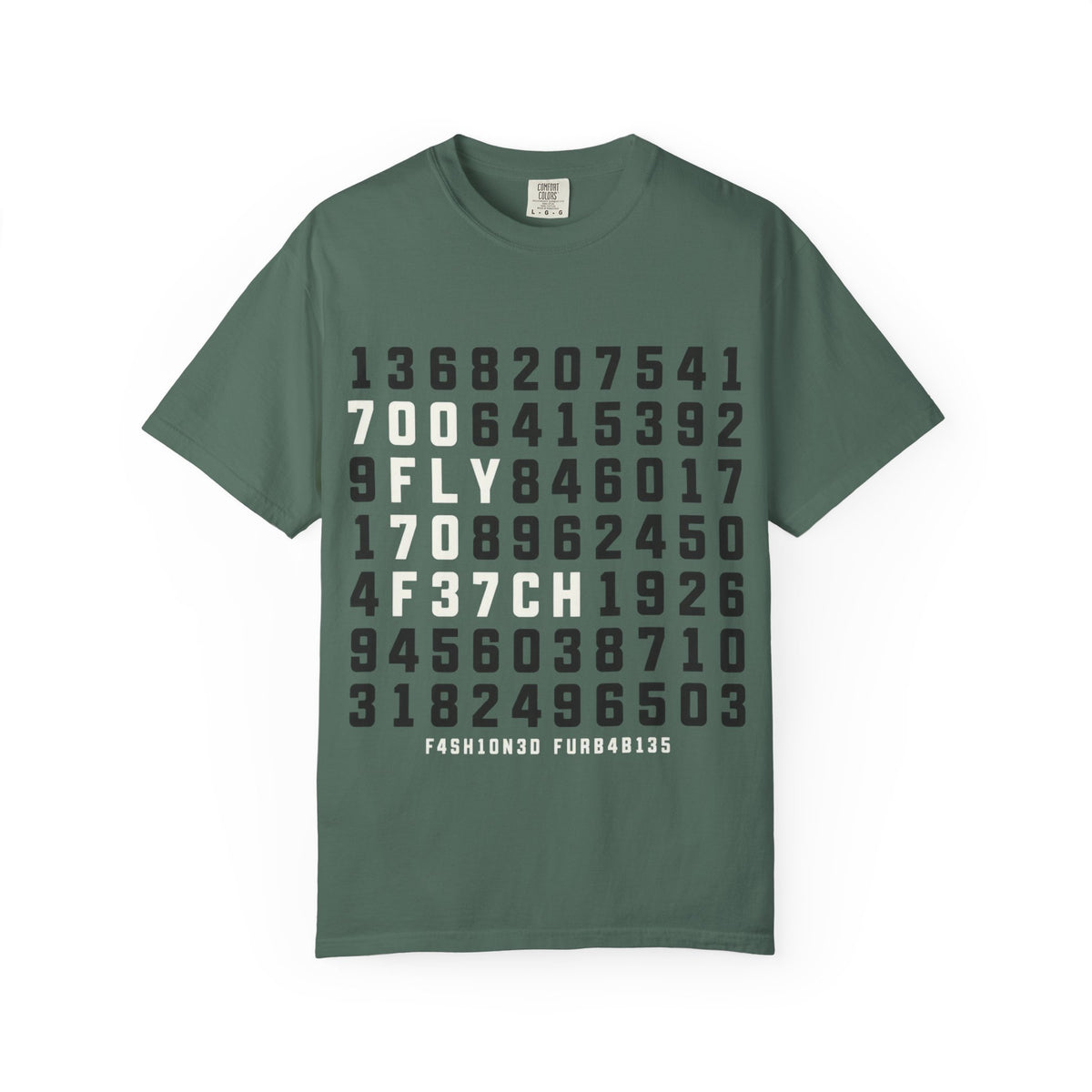 Numbers Graphic Tee — Blue Retro Code Design