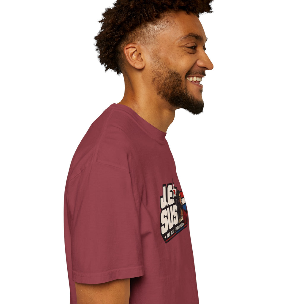 Jesus Retro Graphic T-Shirt — “J.E.SUS The Real Eternal Hero” Christian Vintage Tee