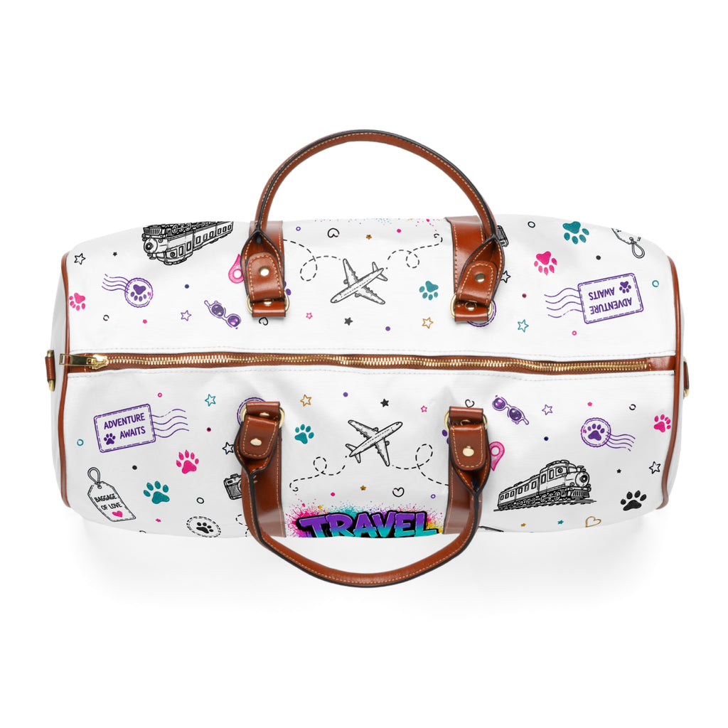 Graffiti 'Travel, Pet, Repeat' Waterproof Travel Bag