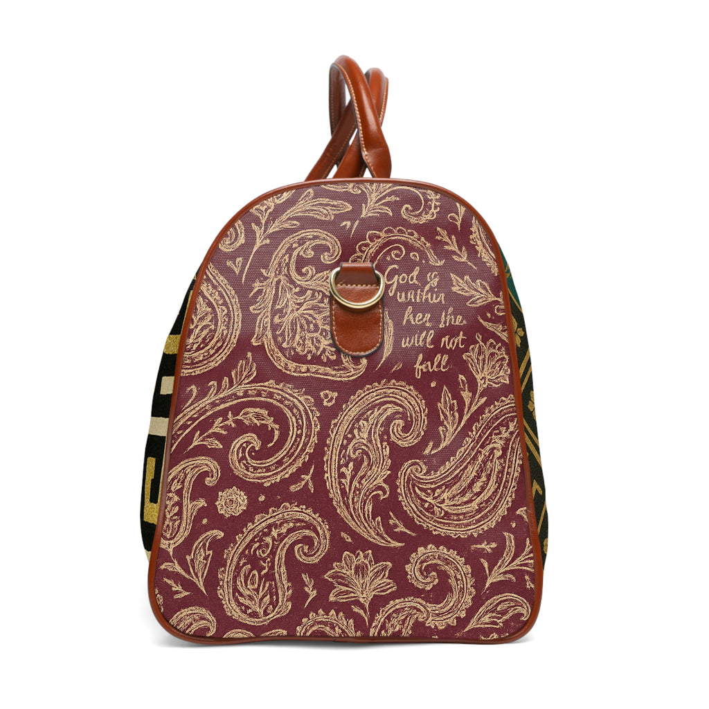 Vintage Floral Waterproof Travel Bag — Elegant Weekender Duffle