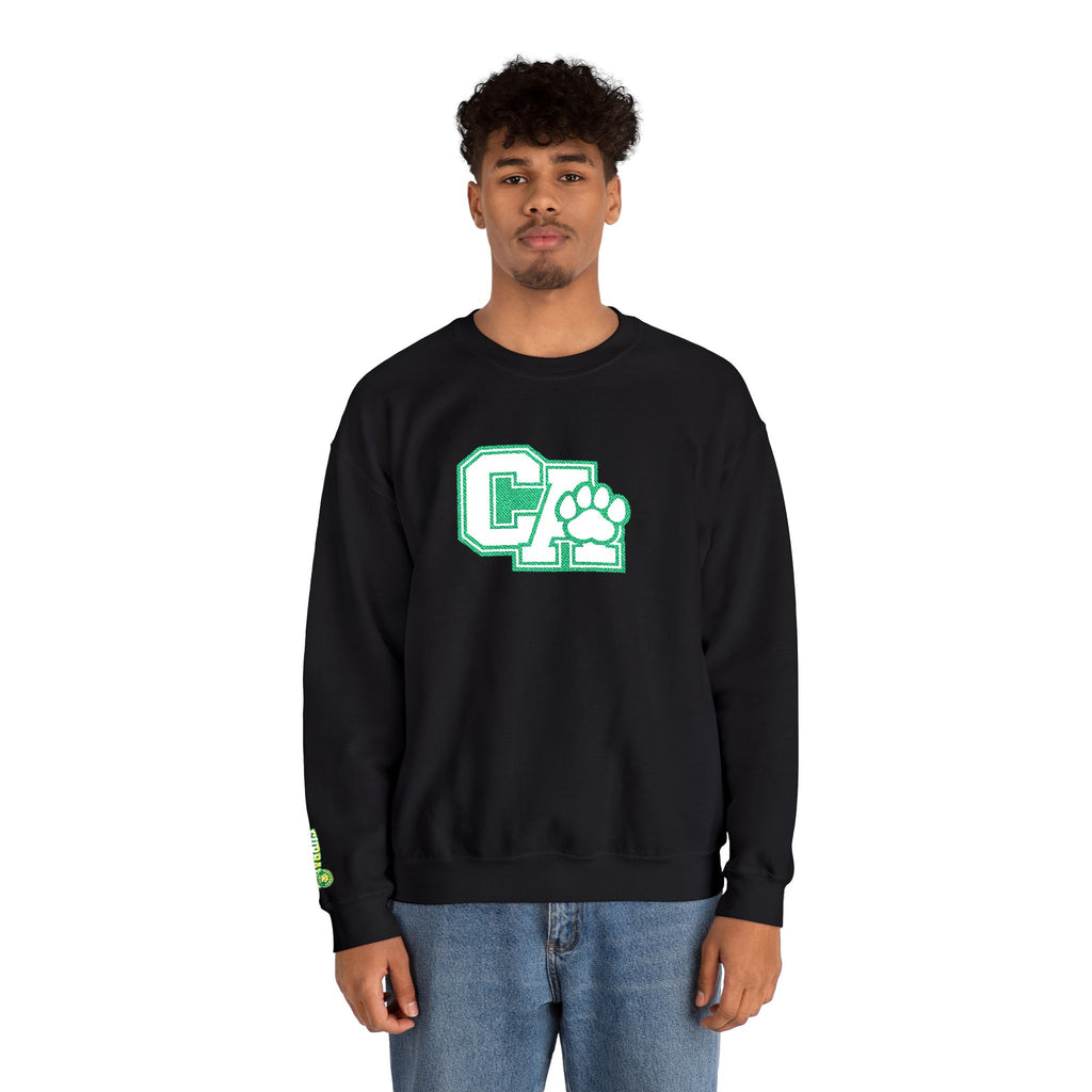 California Crewneck Sweatshirt — Green Vintage 'CA' Paw Logo