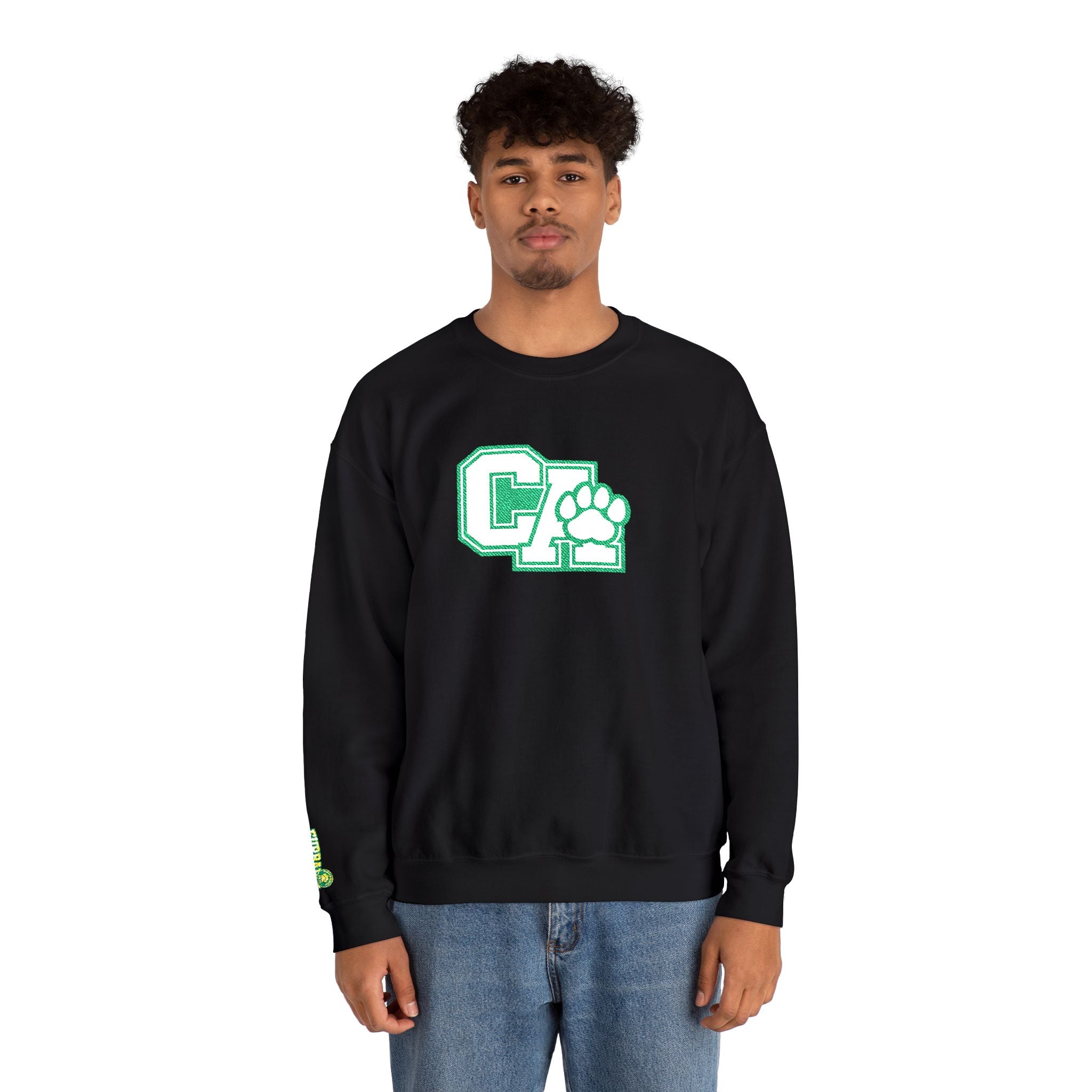 California Crewneck Sweatshirt — Green Vintage 'CA' Paw Logo