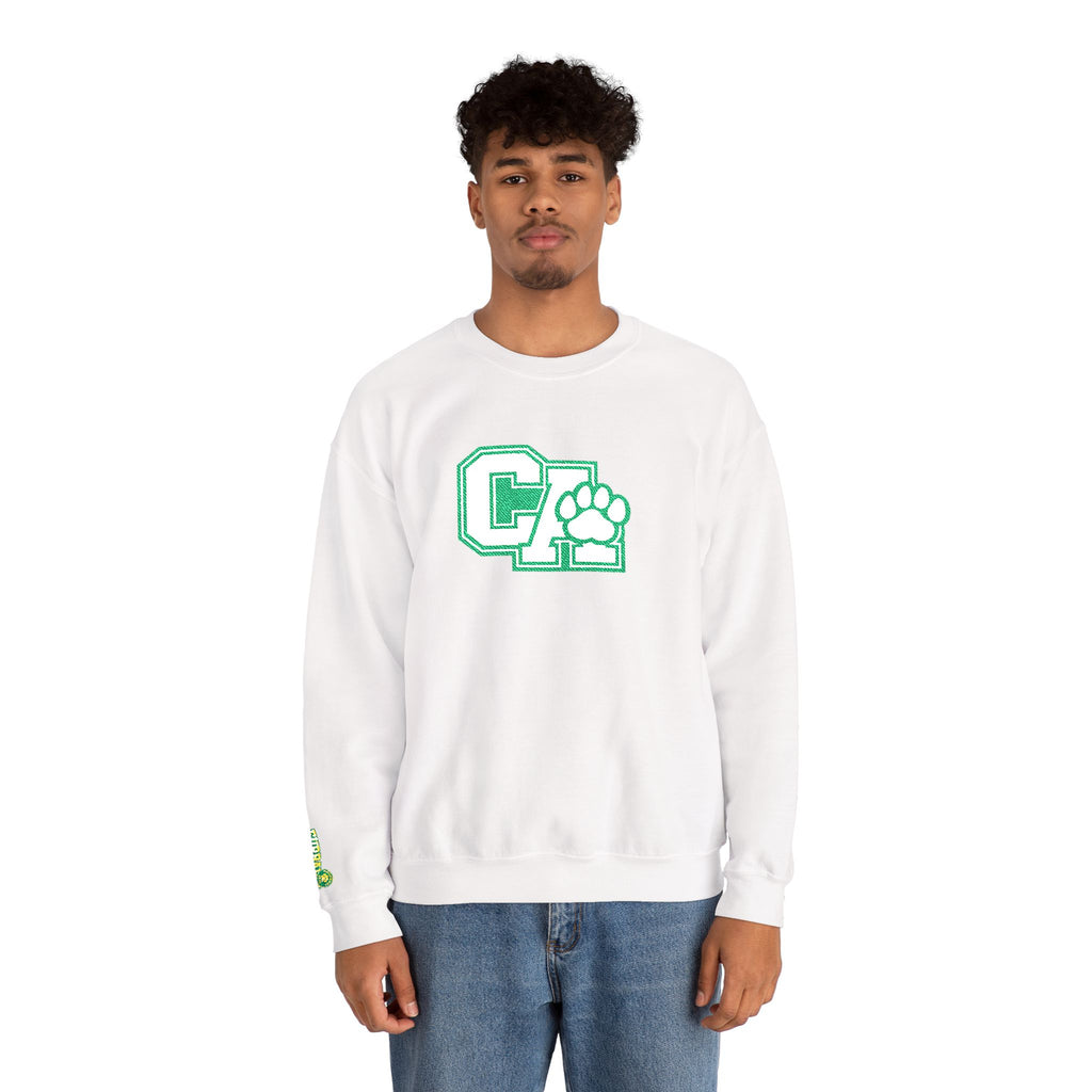 California Crewneck Sweatshirt — Green Vintage 'CA' Paw Logo