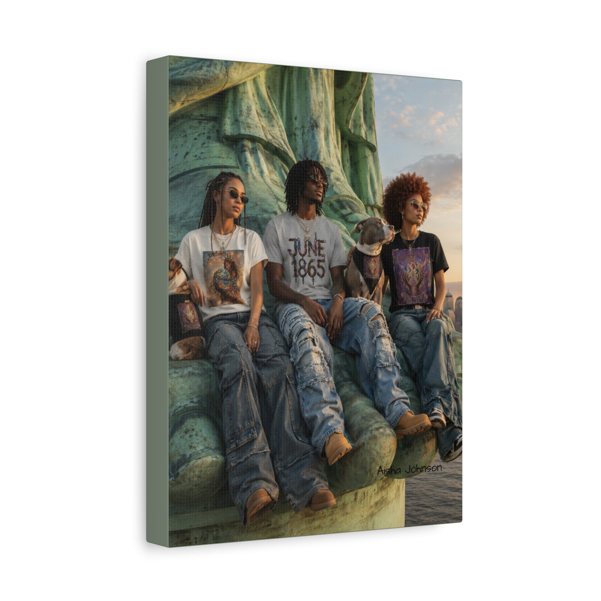 Retro Juneteenth Urban Portrait Matte Canvas Print — Stretched Wall Art