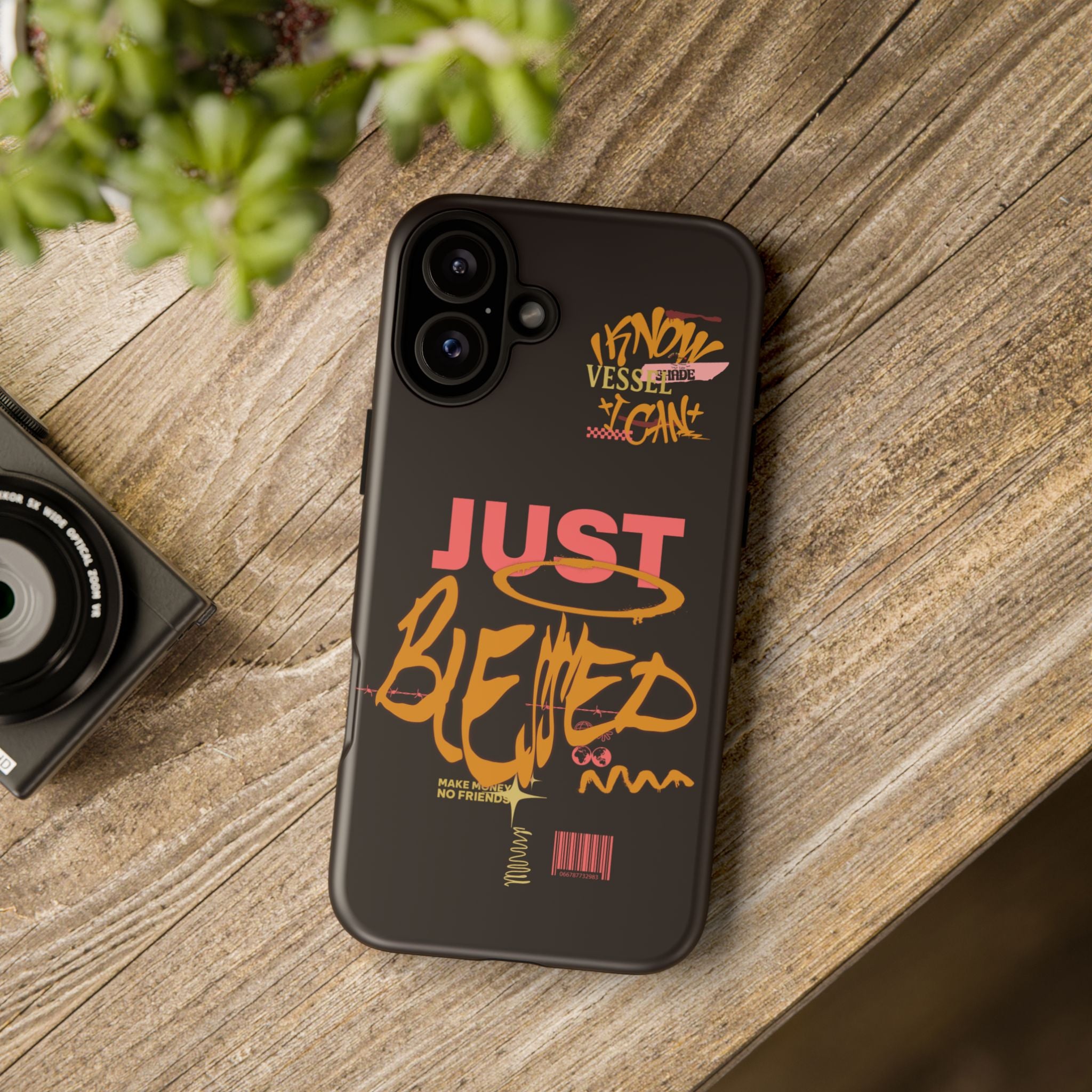 Phone Case — "Just Blessed" Bold Typographic Black Protective Case