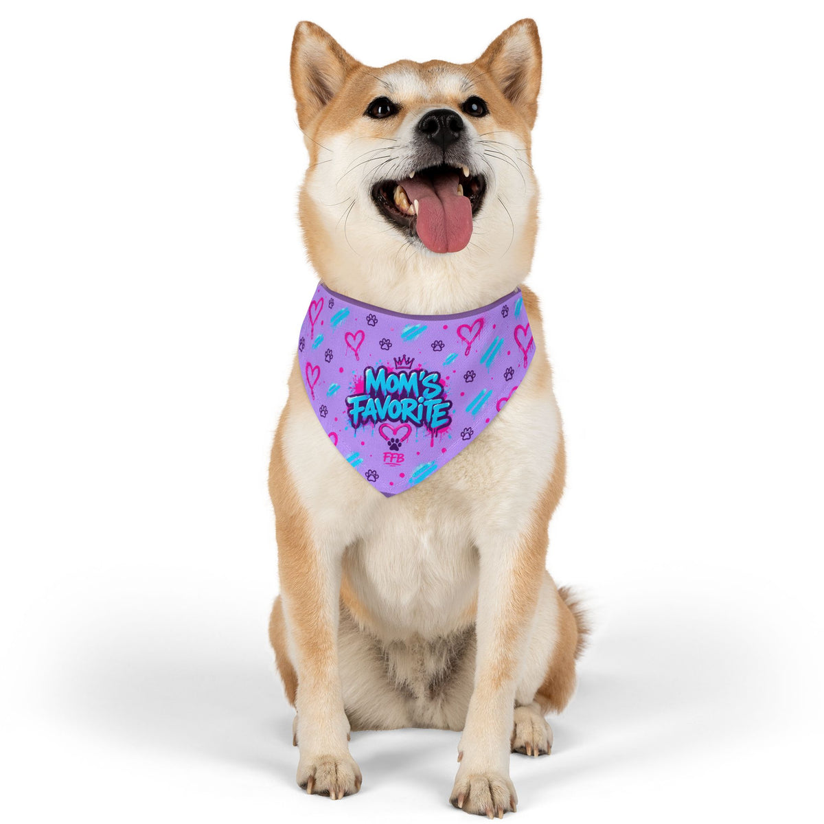 Mom's Favorite Pet Bandana Collar — Pink/Purple Hearts Dog & Cat Accessory