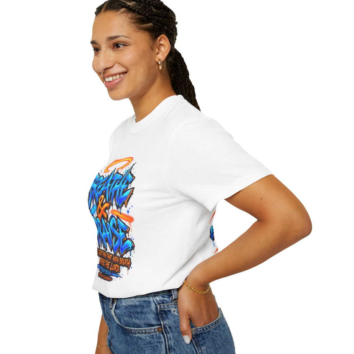 Breathe & Praise T-Shirt — Psalm 150:6 Graffiti Christian Tee
