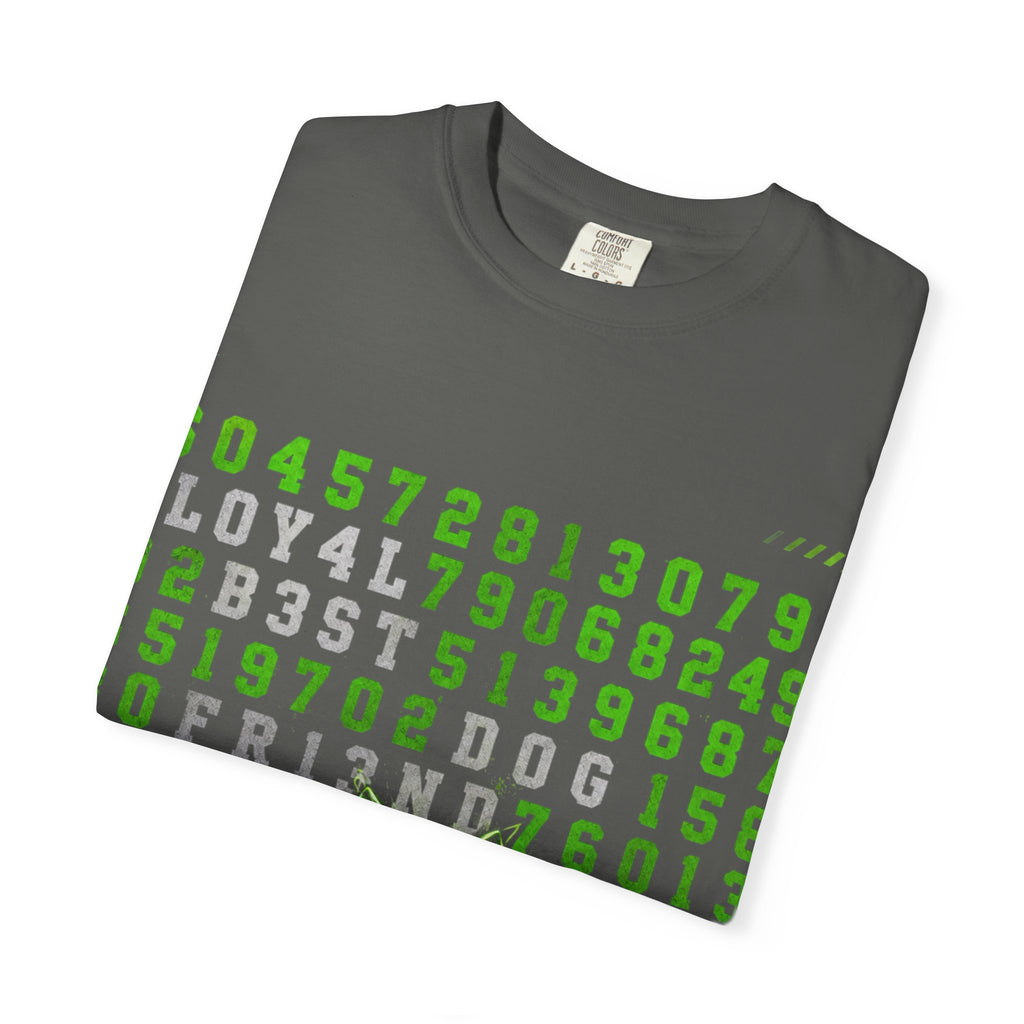Numbers Graphic Tee — Blue Retro Code Design