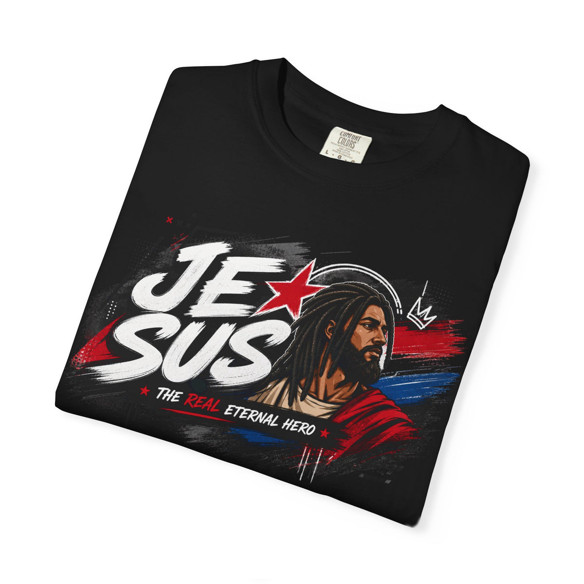 Jesus Retro Graphic T-Shirt — “J.E.SUS The Real Eternal Hero” Christian Vintage Tee