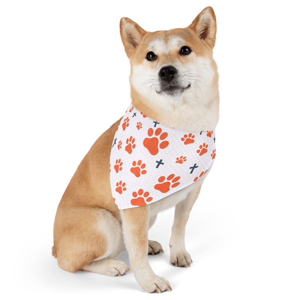 Orange Paw Print Pet Bandana Collar – Cute Dog & Cat Accessory, Matching Human Apparel Available