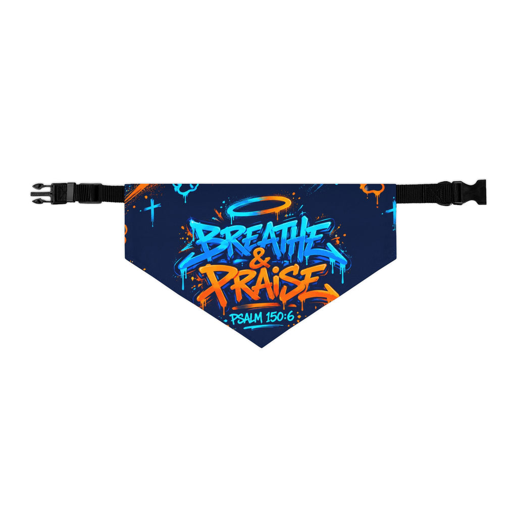 Pet Bandana — “Breathe & Praise” Blue Soundwave Collar Bandana