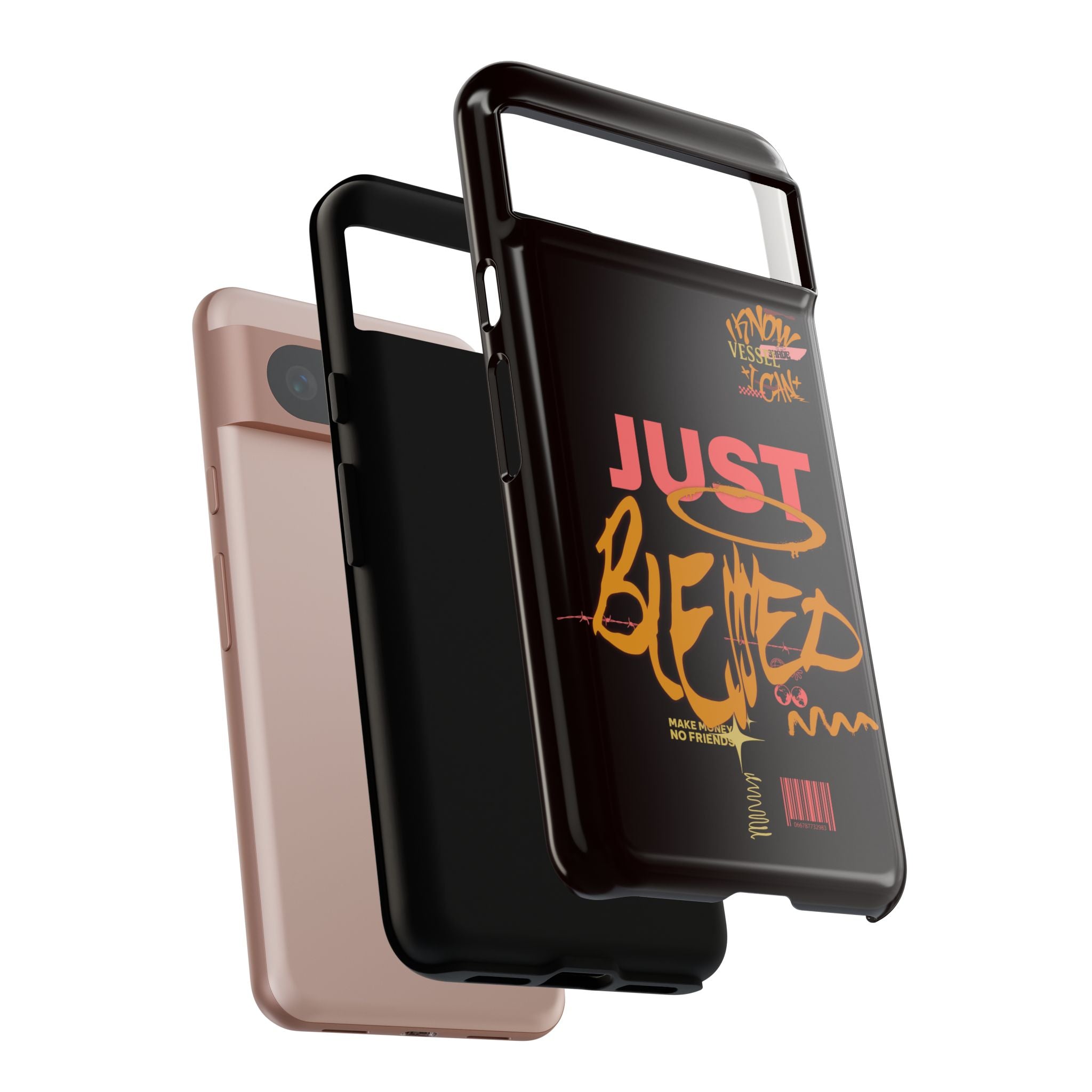 Phone Case — "Just Blessed" Bold Typographic Black Protective Case