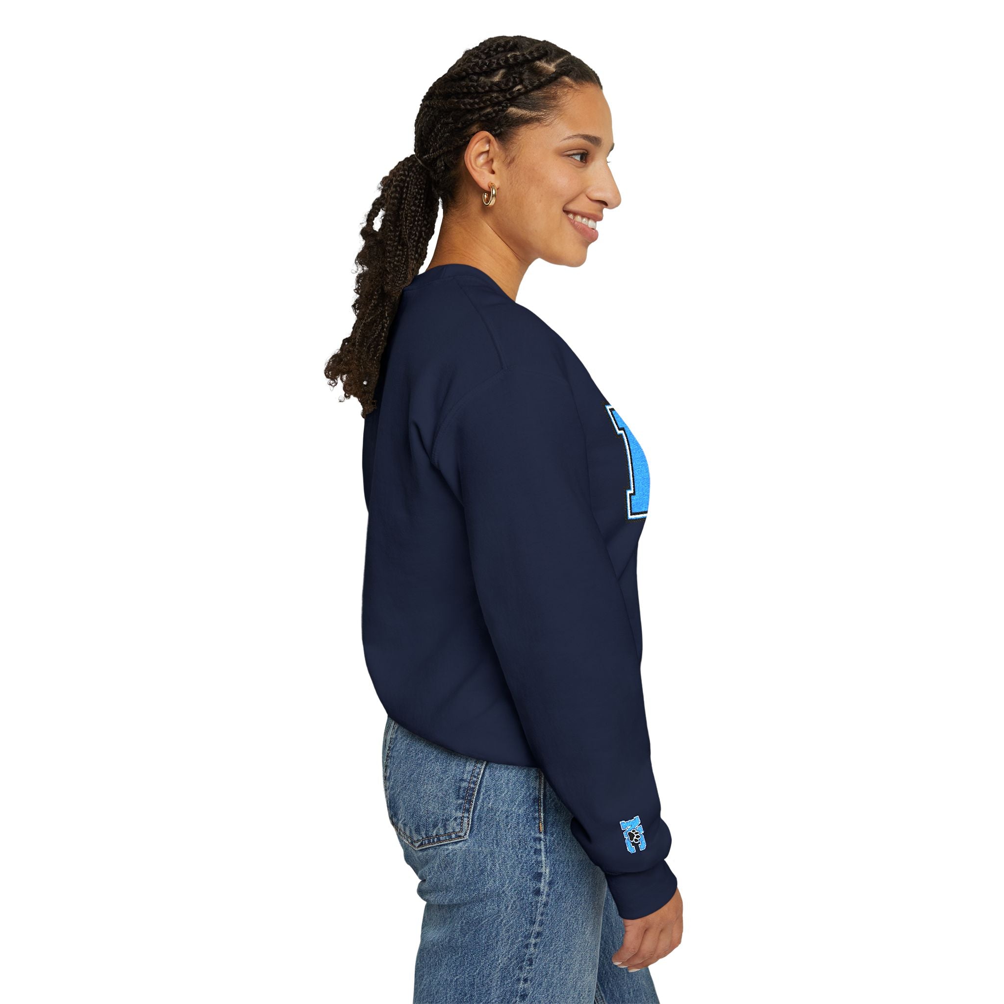 NC Paw Letterman Crewneck Sweatshirt —North Carolina Vintage School Spirit