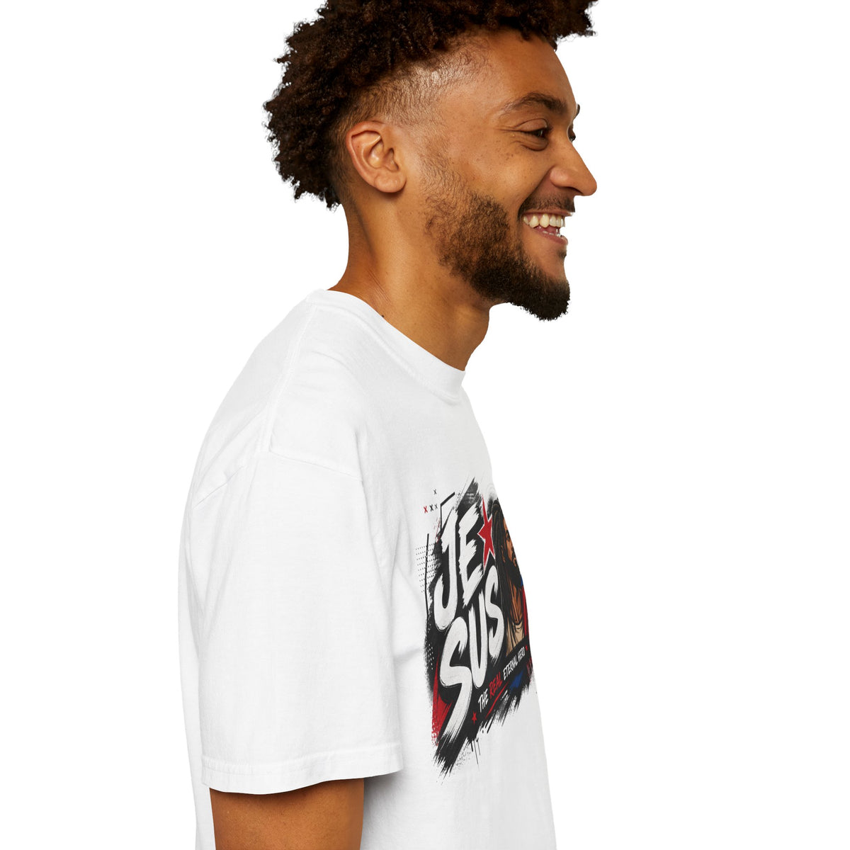 Jesus Retro Graphic T-Shirt — “J.E.SUS The Real Eternal Hero” Christian Vintage Tee