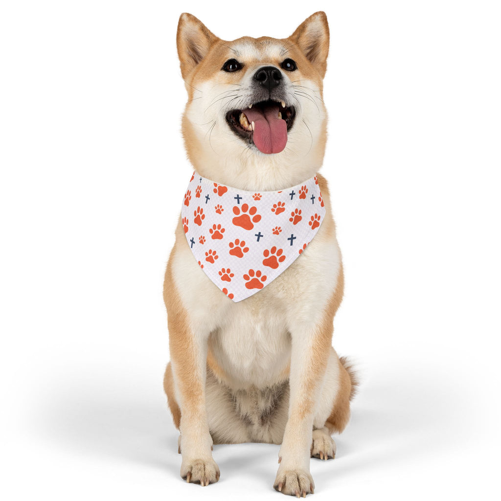Orange Paw Print Pet Bandana Collar – Cute Dog & Cat Accessory, Matching Human Apparel Available