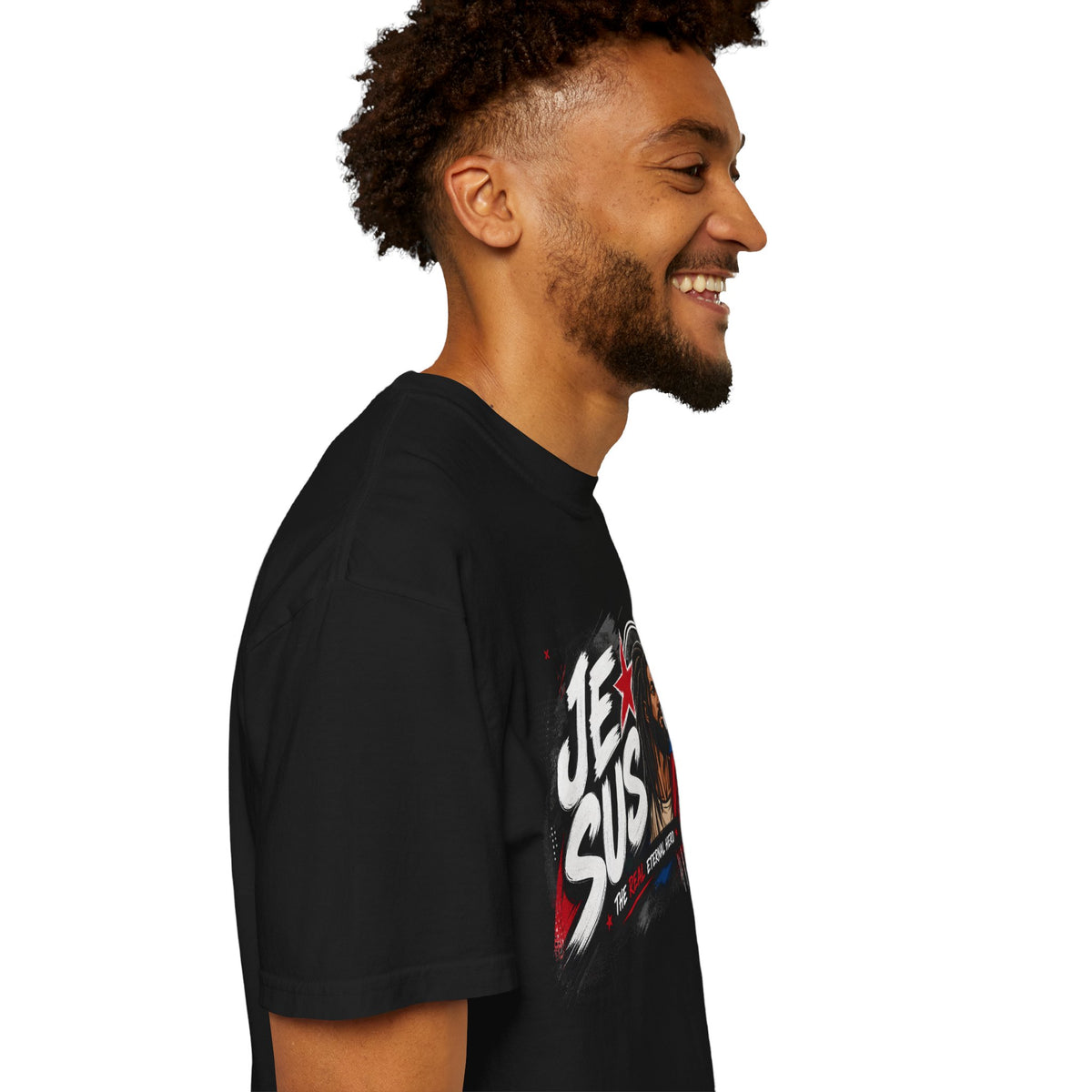 Jesus Retro Graphic T-Shirt — “J.E.SUS The Real Eternal Hero” Christian Vintage Tee