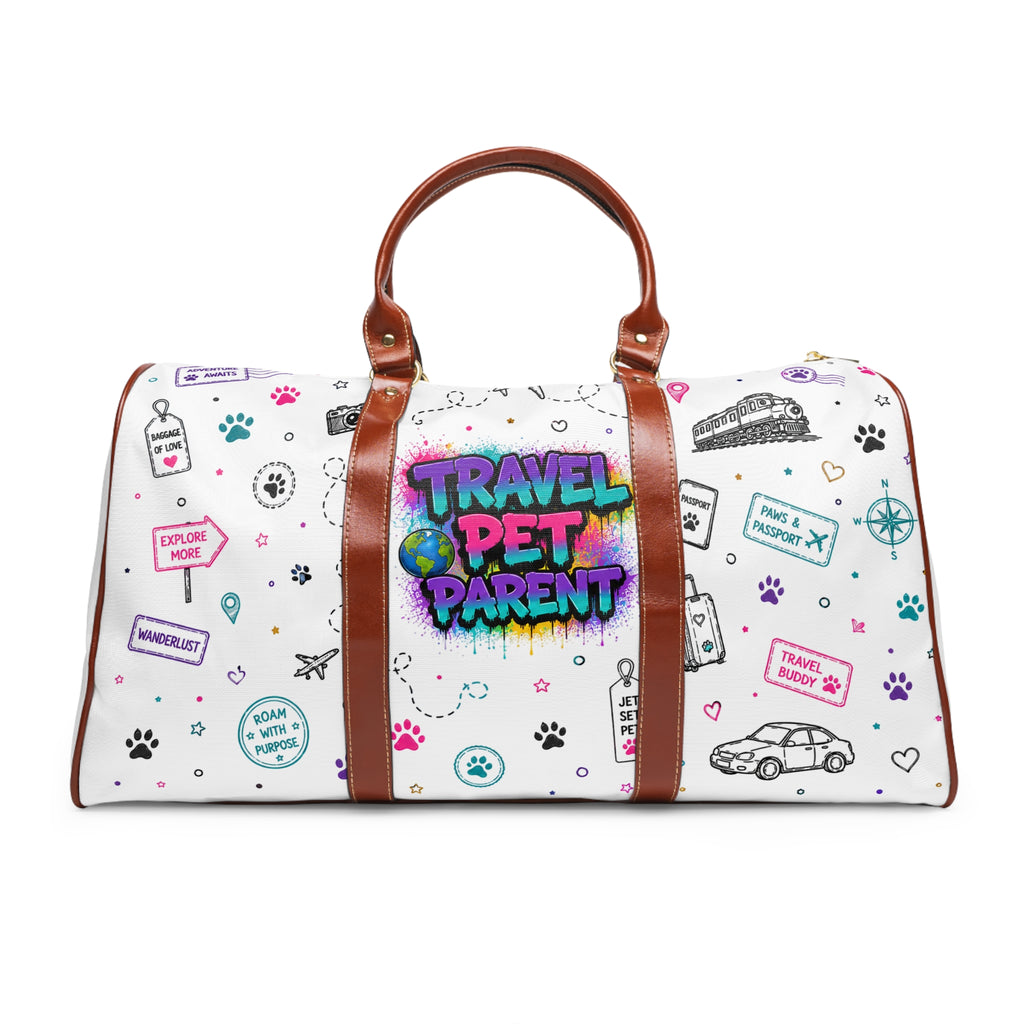 Graffiti 'Travel, Pet, Repeat' Waterproof Travel Bag